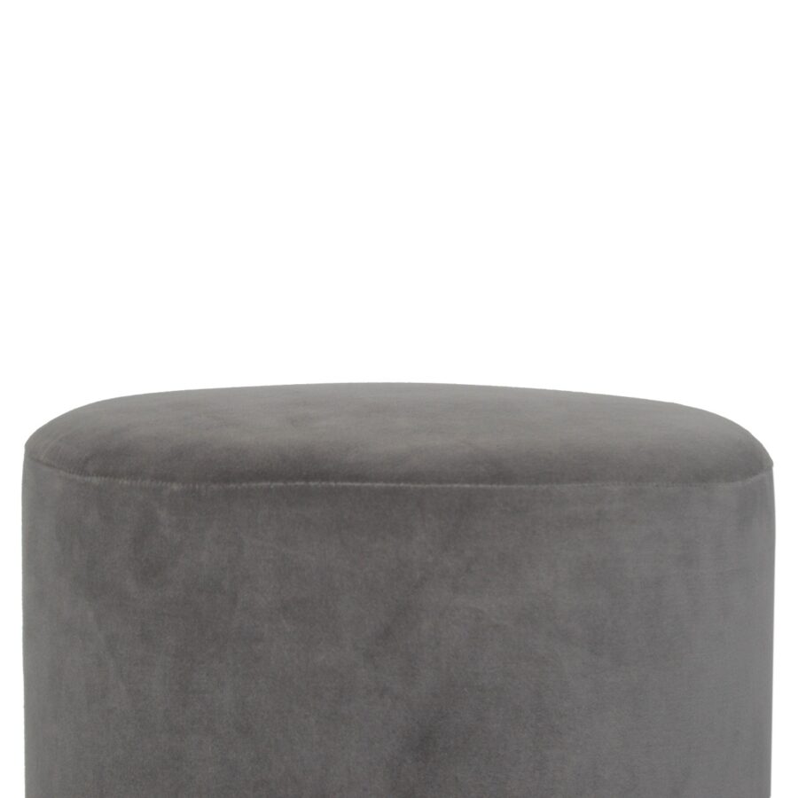 Grey Velvet Wooden Footstool - Image 6