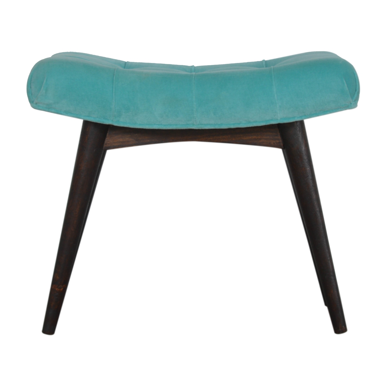 Aqua Cotton Velvet Curved Bench - Image 10