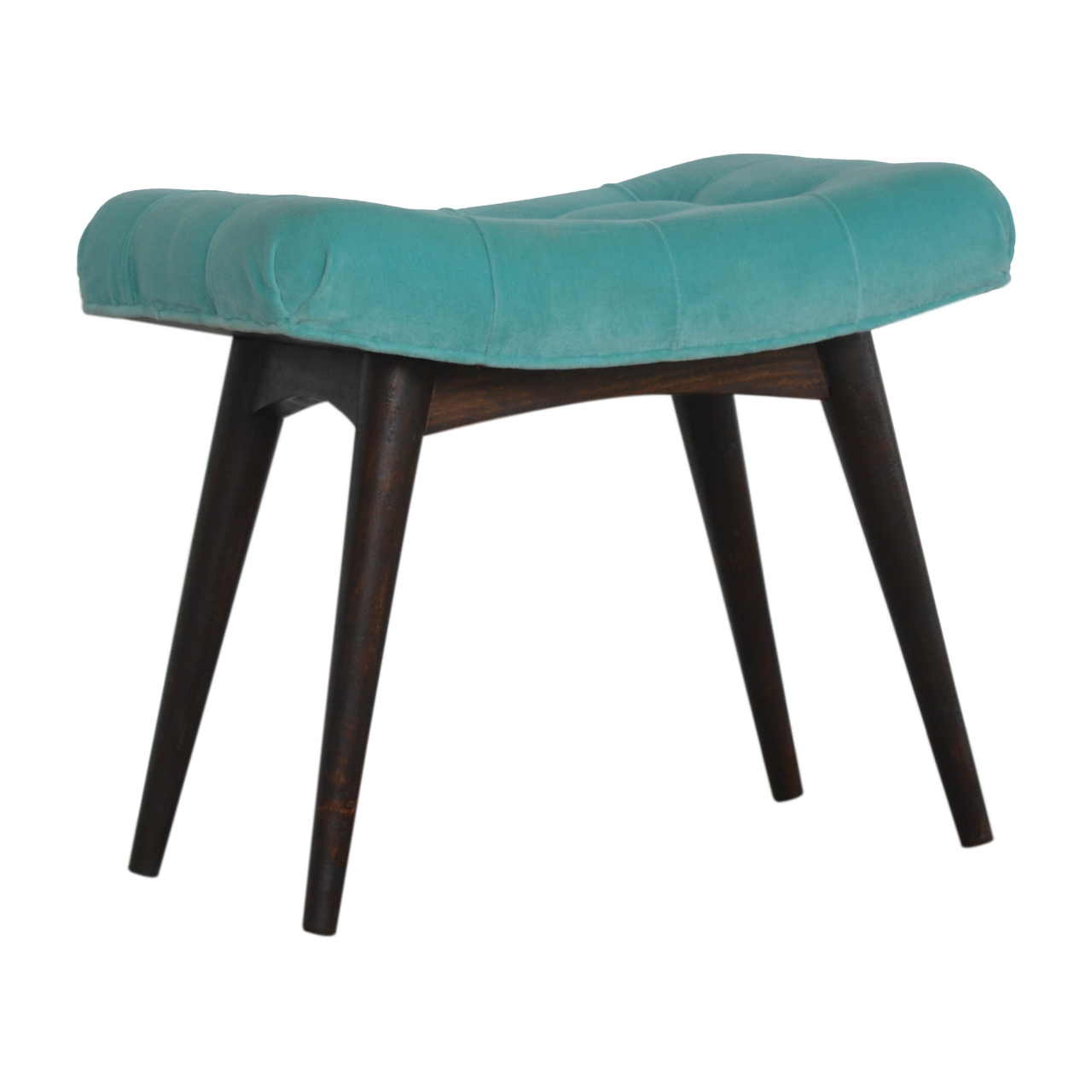 Aqua Cotton Velvet Curved Bench - Image 9