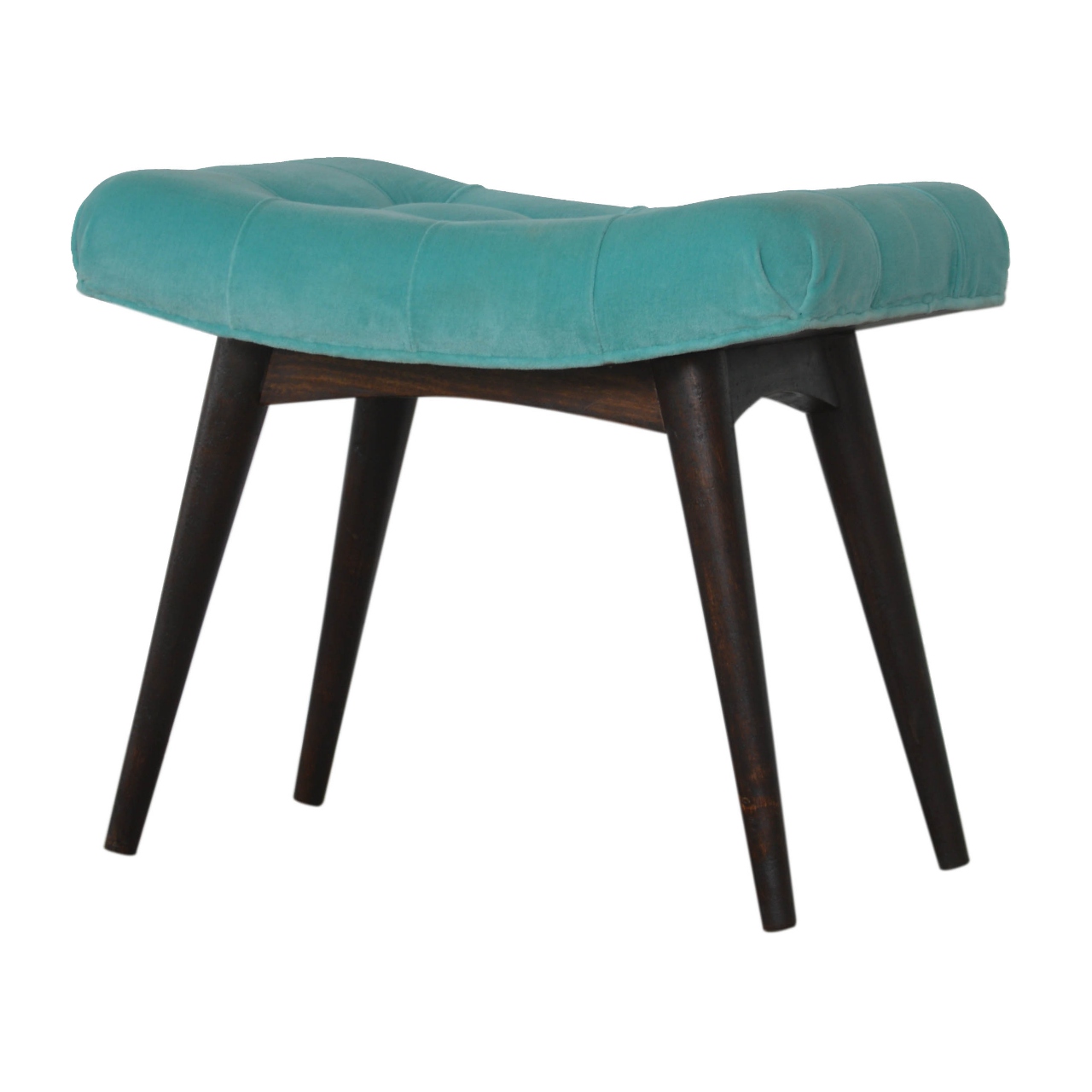 Aqua Cotton Velvet Curved Bench - Image 8