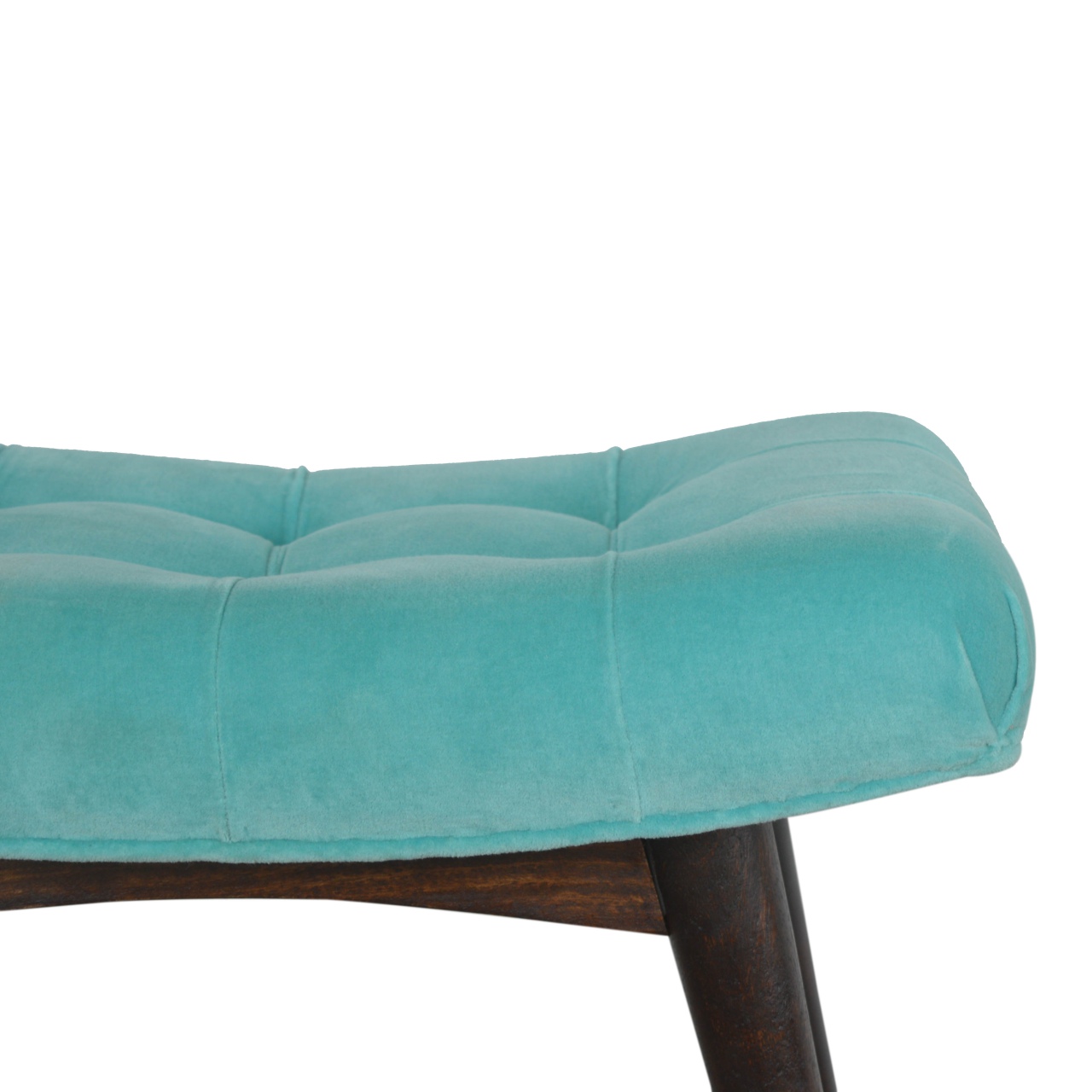 Aqua Cotton Velvet Curved Bench - Image 7