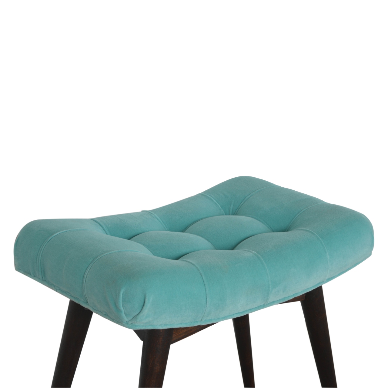 Aqua Cotton Velvet Curved Bench - Image 5