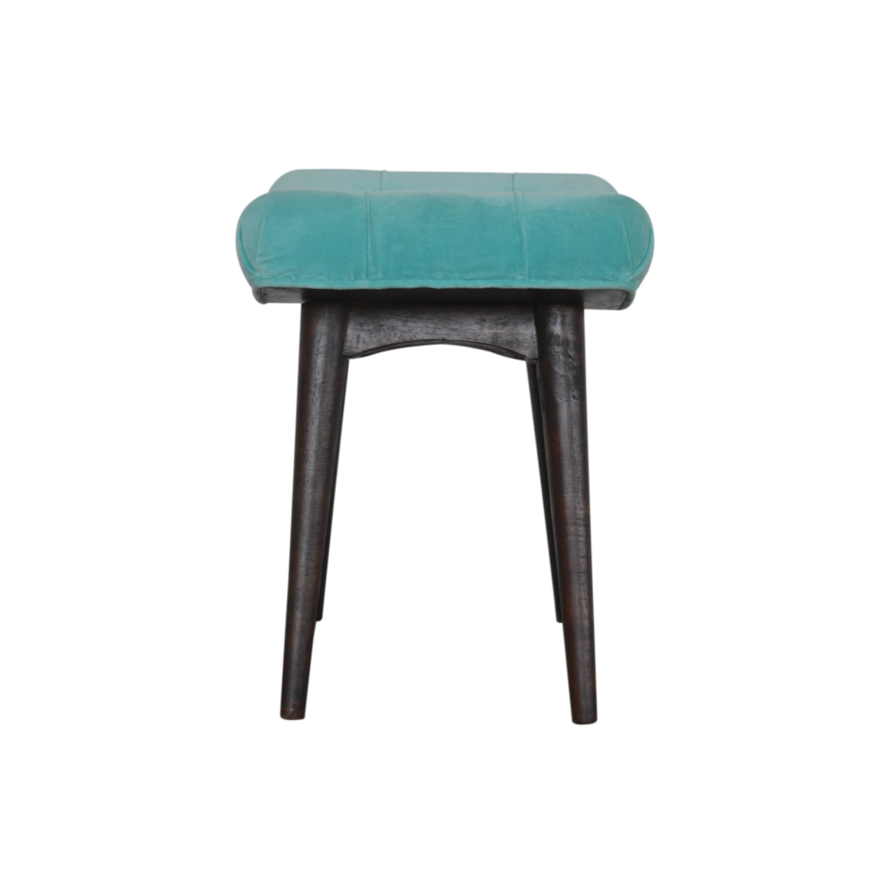 Aqua Cotton Velvet Curved Bench - Image 2