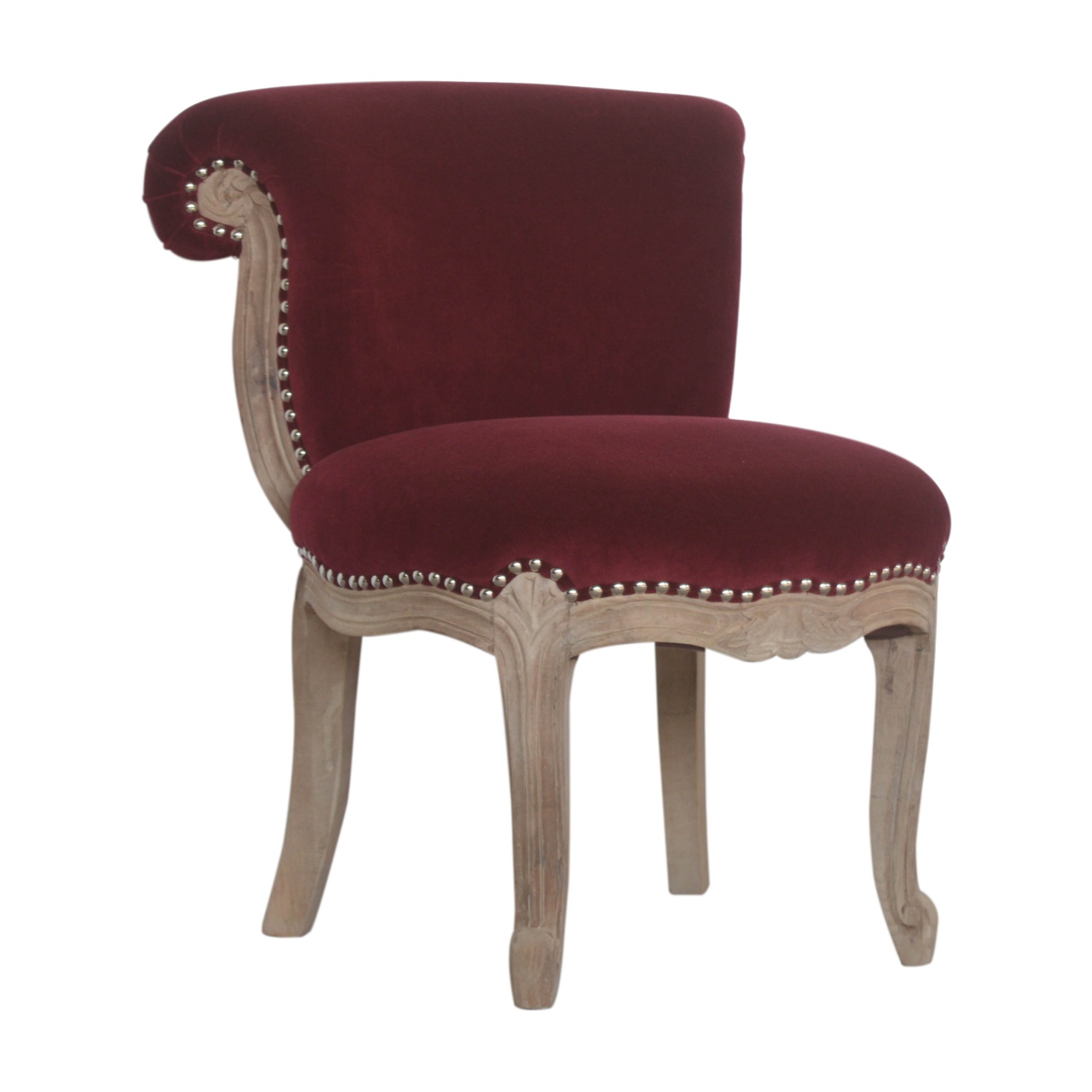 Wine Red Velvet Studded Chair - Image 3