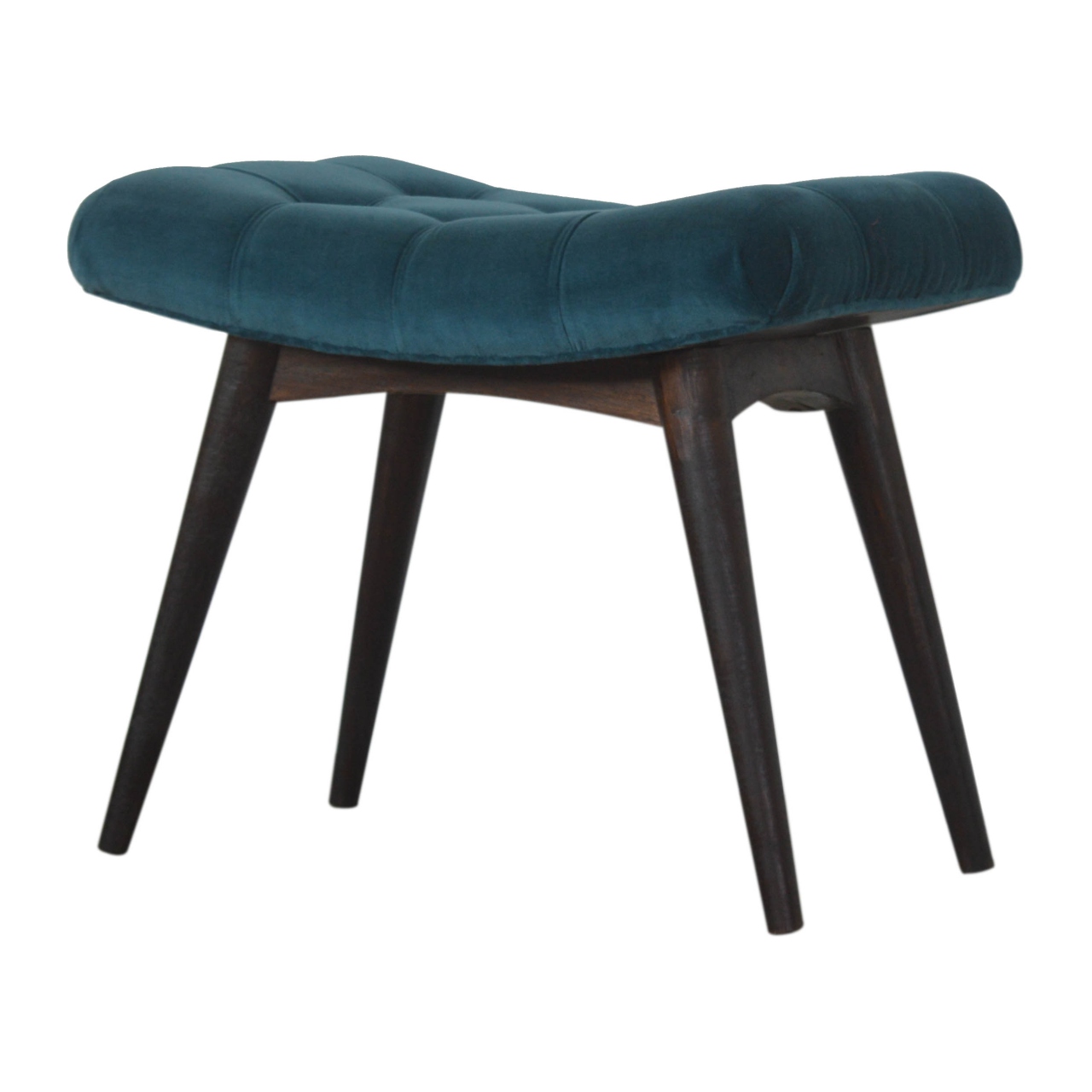 Teal Cotton Velvet Curved Bench - Image 2