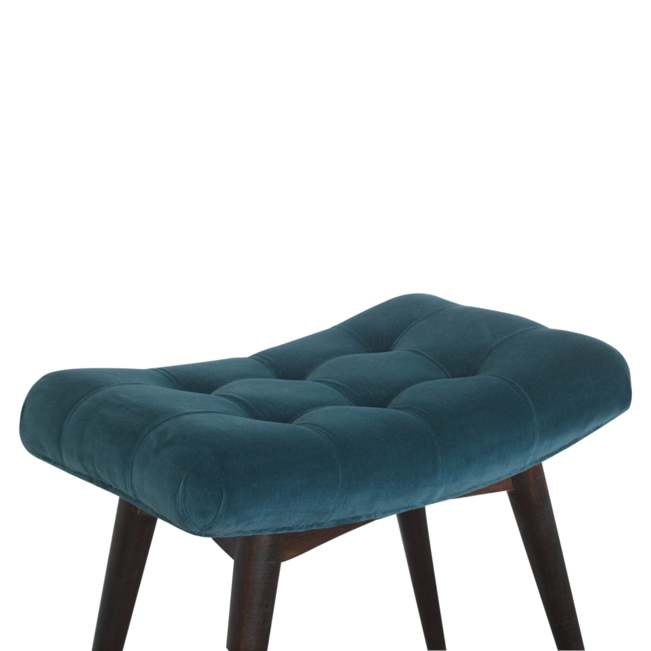 Teal Cotton Velvet Curved Bench - Image 7