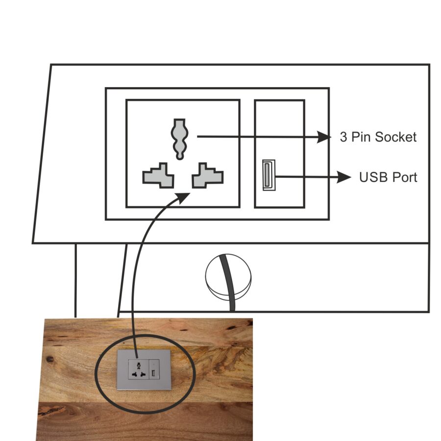 2 Drawer Cable Writing Desk - Image 11
