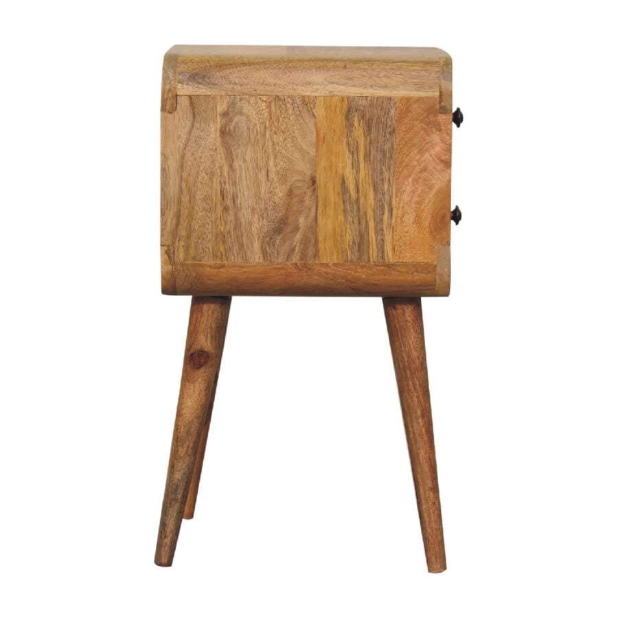 mini oak ish curved bedside