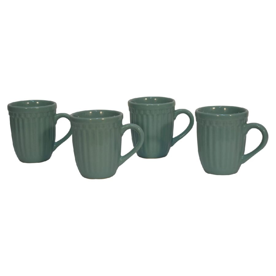 in3103 sea green ribbed mug set of 4
