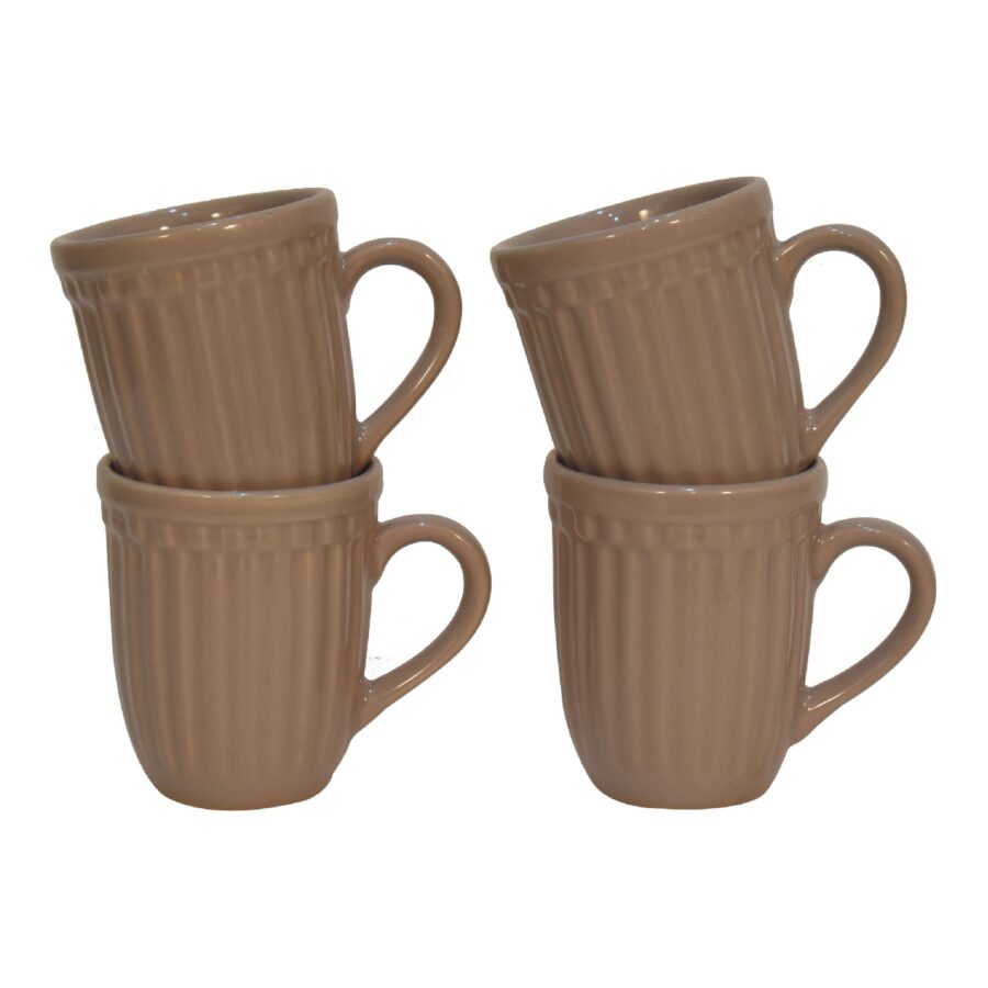 in3104 beige ribbed mug set of 4