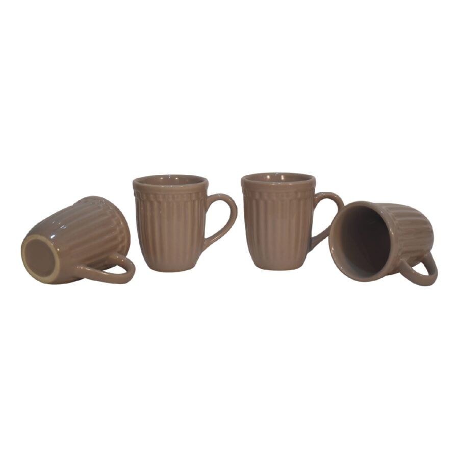 in3104 beige ribbed mug set of 4