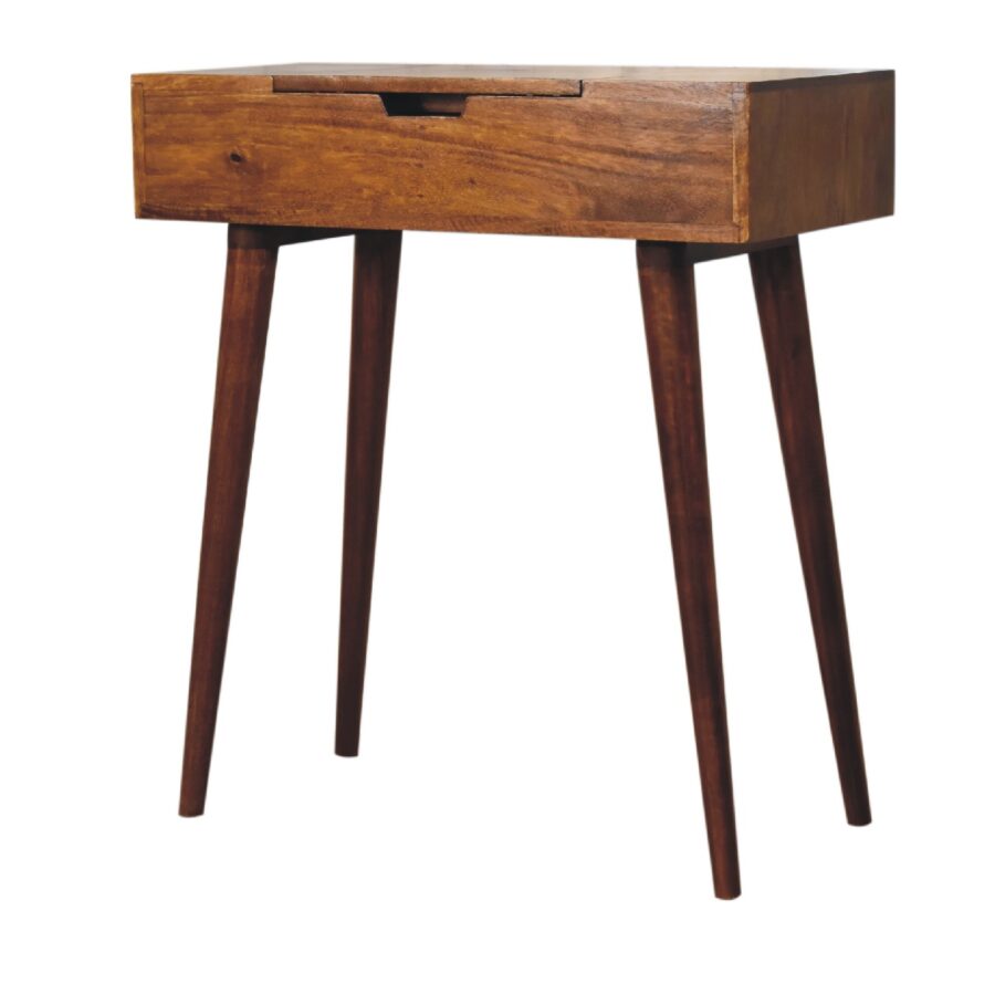 in3357 mini chestnut dressing table with foldable mirror