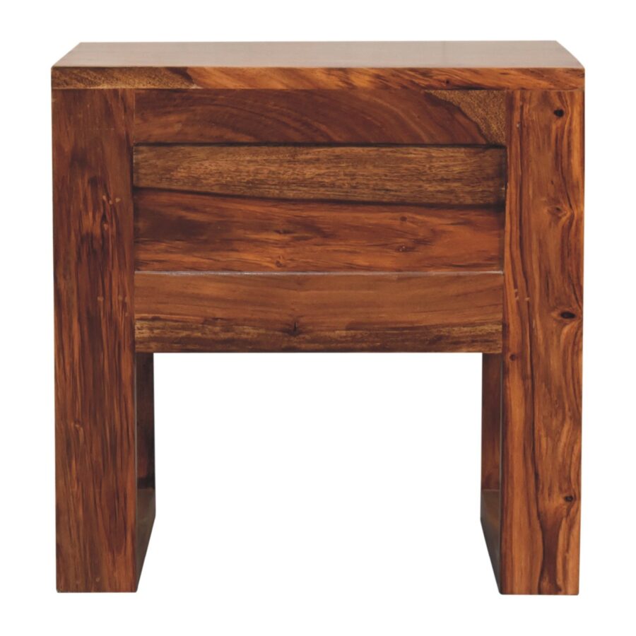 in3378 square honey finish bedside with u shape feet