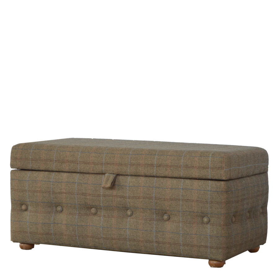 in076 multi tweed deep button footstool