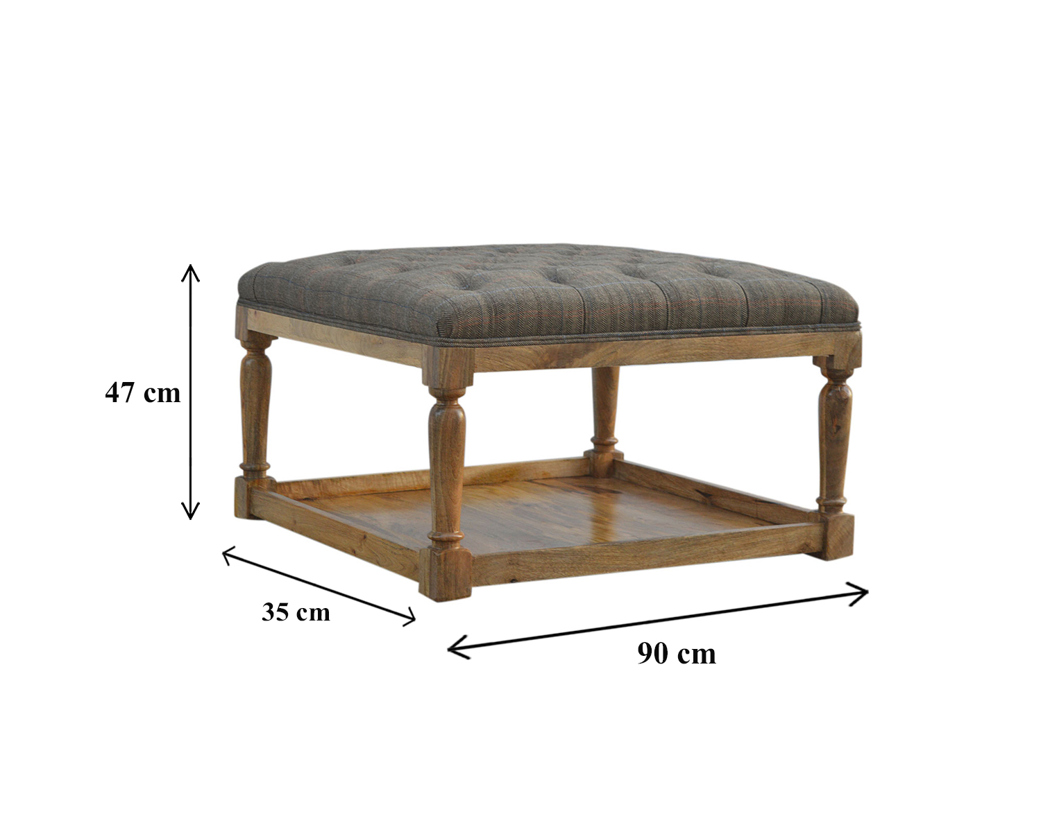 in082 multi tweed footstool with shelf