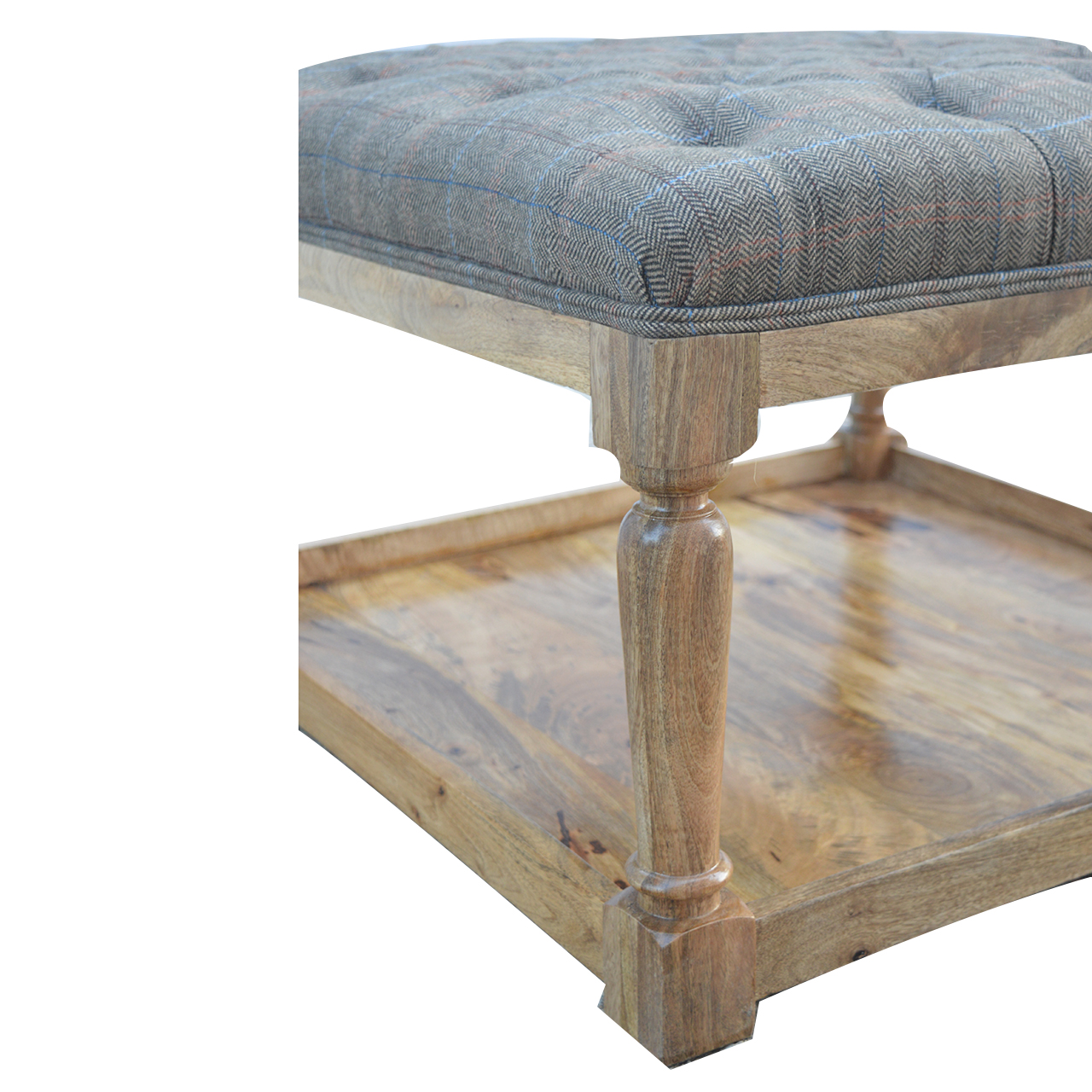 in082 multi tweed footstool with shelf