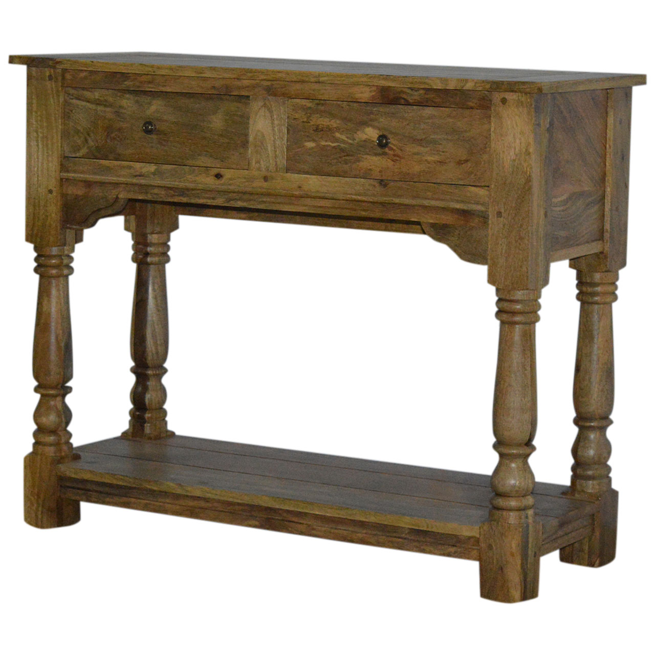 in088 solid wood 2 drawer console table