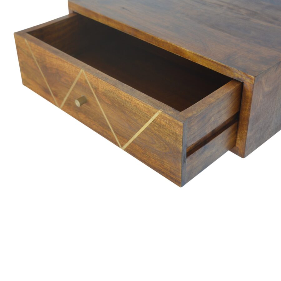 in1286 wall mounted chestnut brass inlay bedside