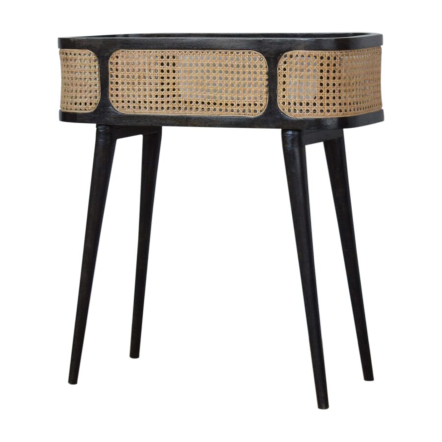 in1322 carbon black rattan tray table