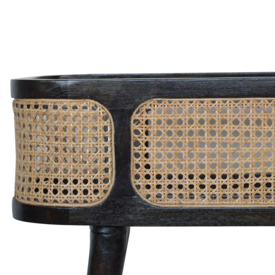 in1322 carbon black rattan tray table