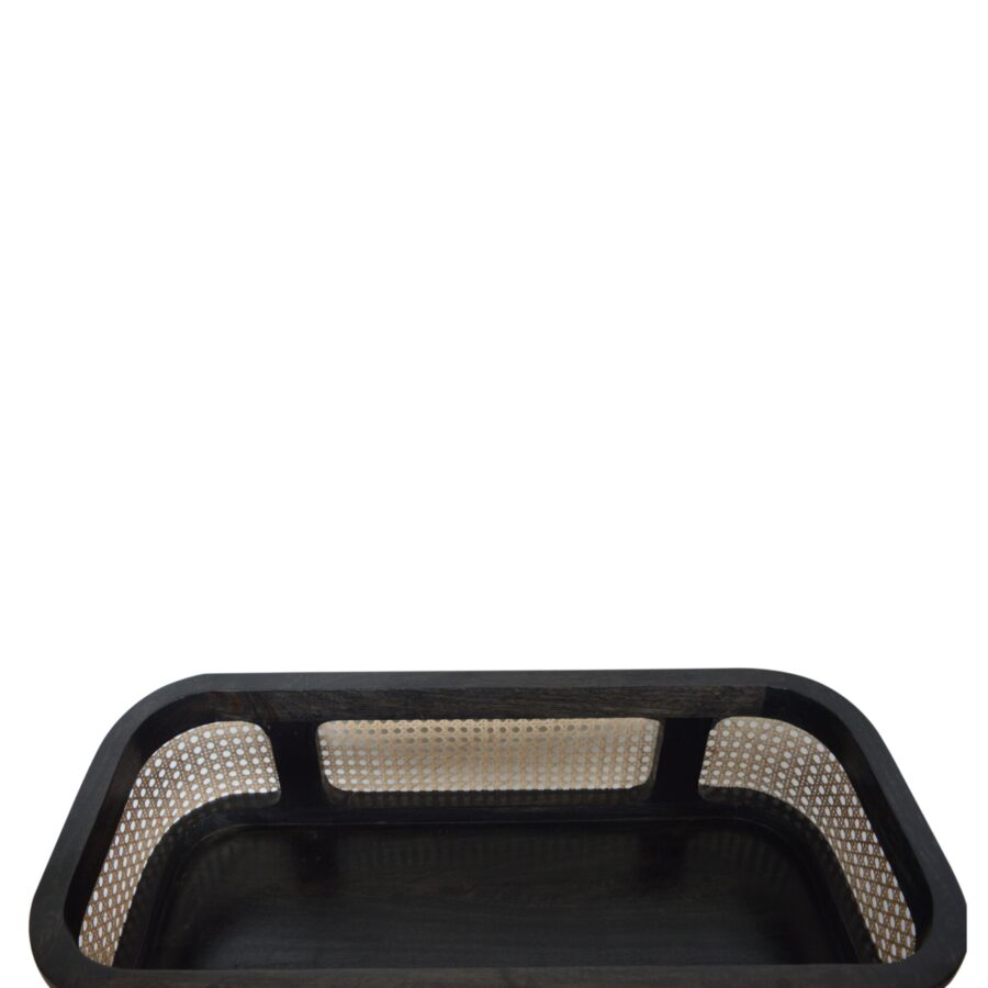 in1322 carbon black rattan tray table
