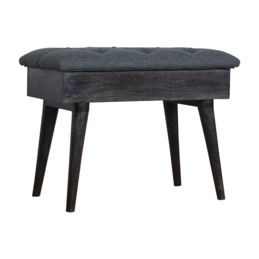 in1327 black tweed storage bench