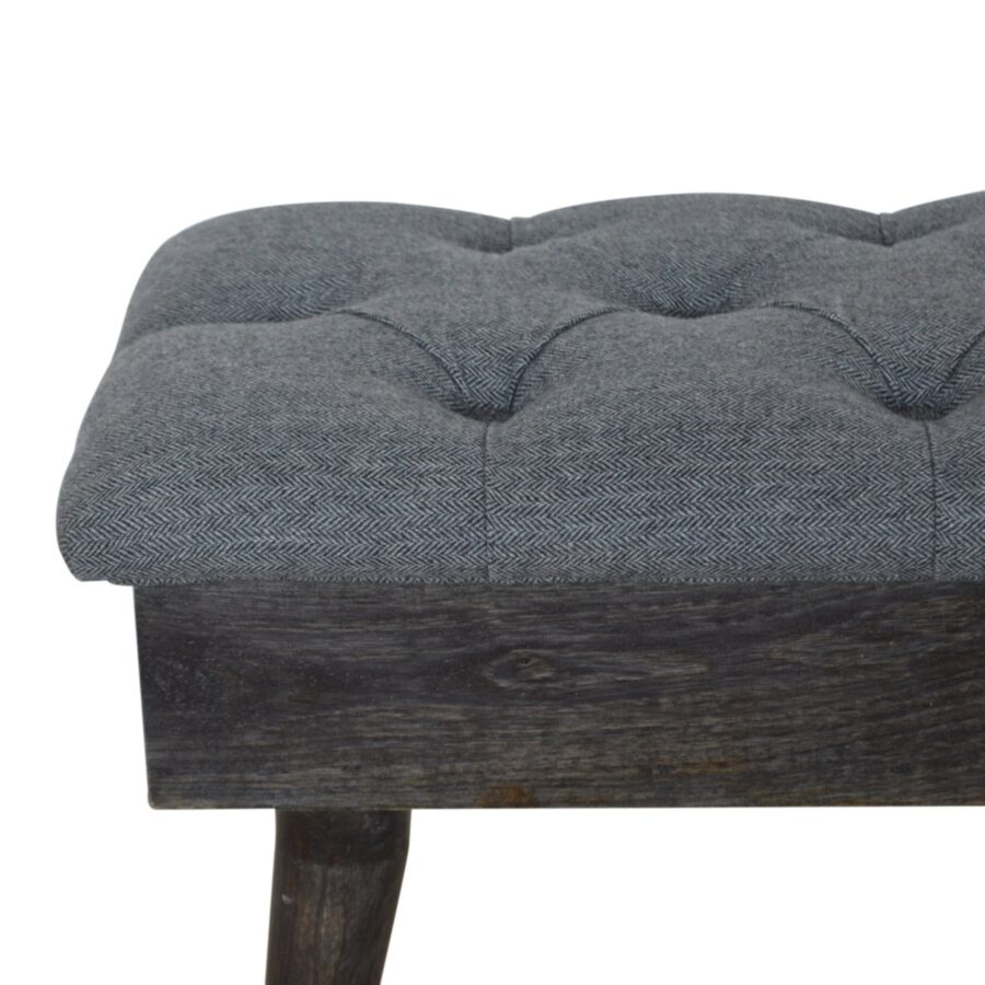 in1327 black tweed storage bench