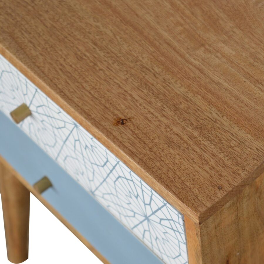 in1381 blue patterned bedside
