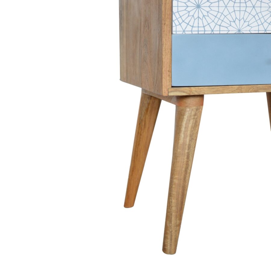 in1381 blue patterned bedside