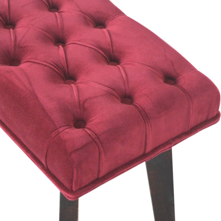 in1420 wine red velvet hallway bench
