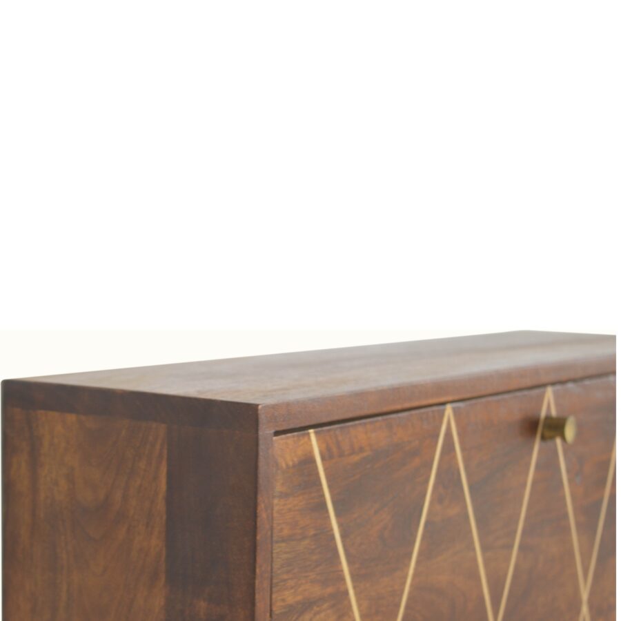 in1441 geometric brass inlay flip down writing desk