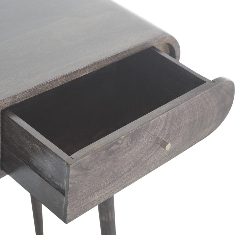 in1459 ash black curved edge console table