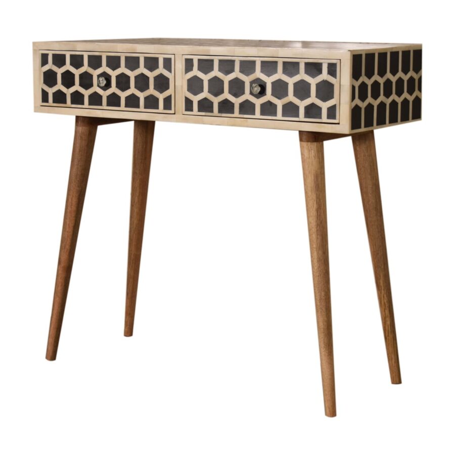 in1565 honeycomb bone inlay console table