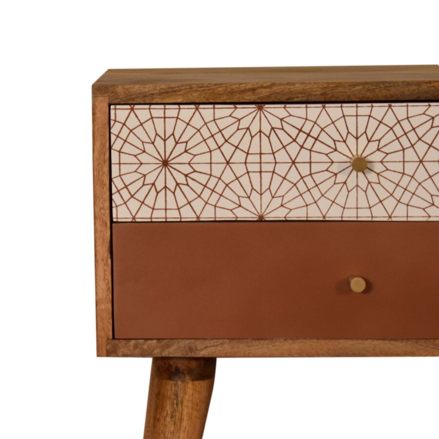 in1594 brick red patterned bedside