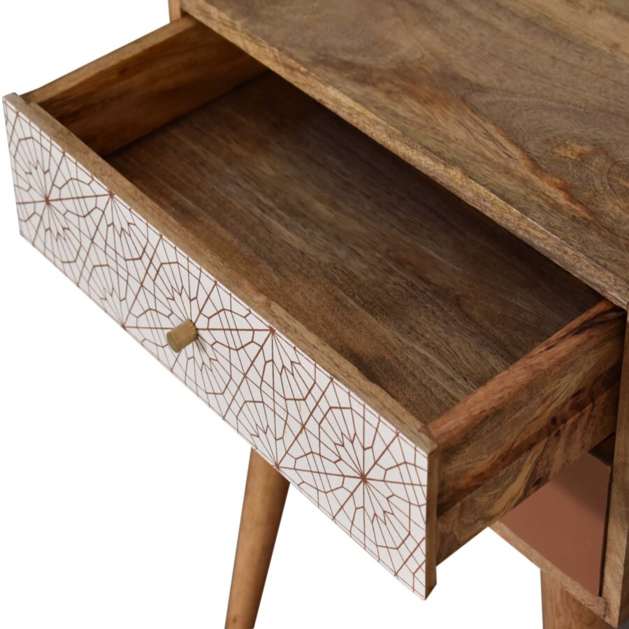 in1594 brick red patterned bedside