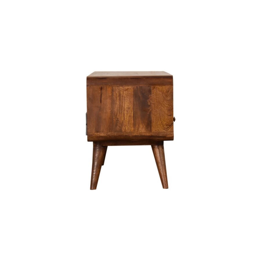in1607 curved chestnut media unit with cable access