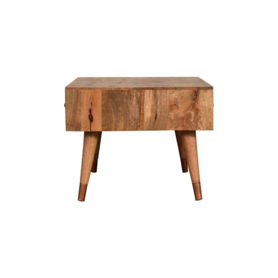 in1654 oak ish copper brass inlay coffee table