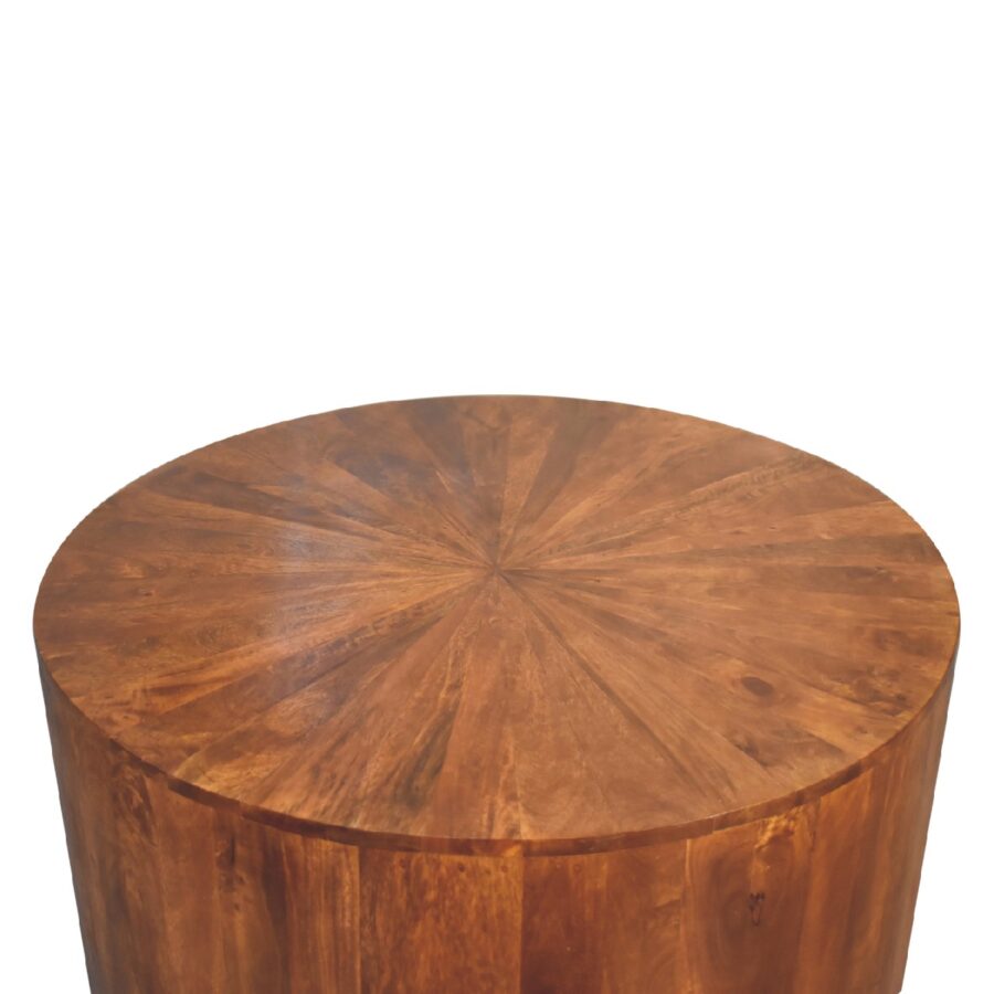 in2111 chestnut round wooden coffee table