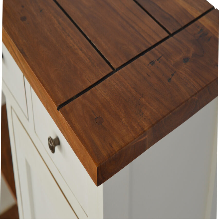 in213 2 toned kitchen unit with 3 drawer, 2 open shelves