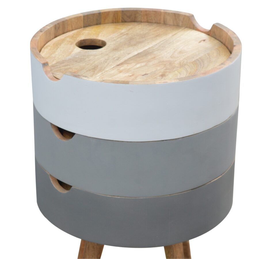 in458 3 drawer grey painted bedside with removable drawers