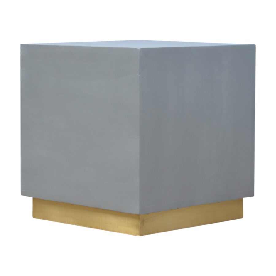 in474 sleek cement footstool with gold base