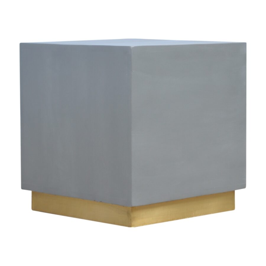 in474 sleek cement footstool with gold base