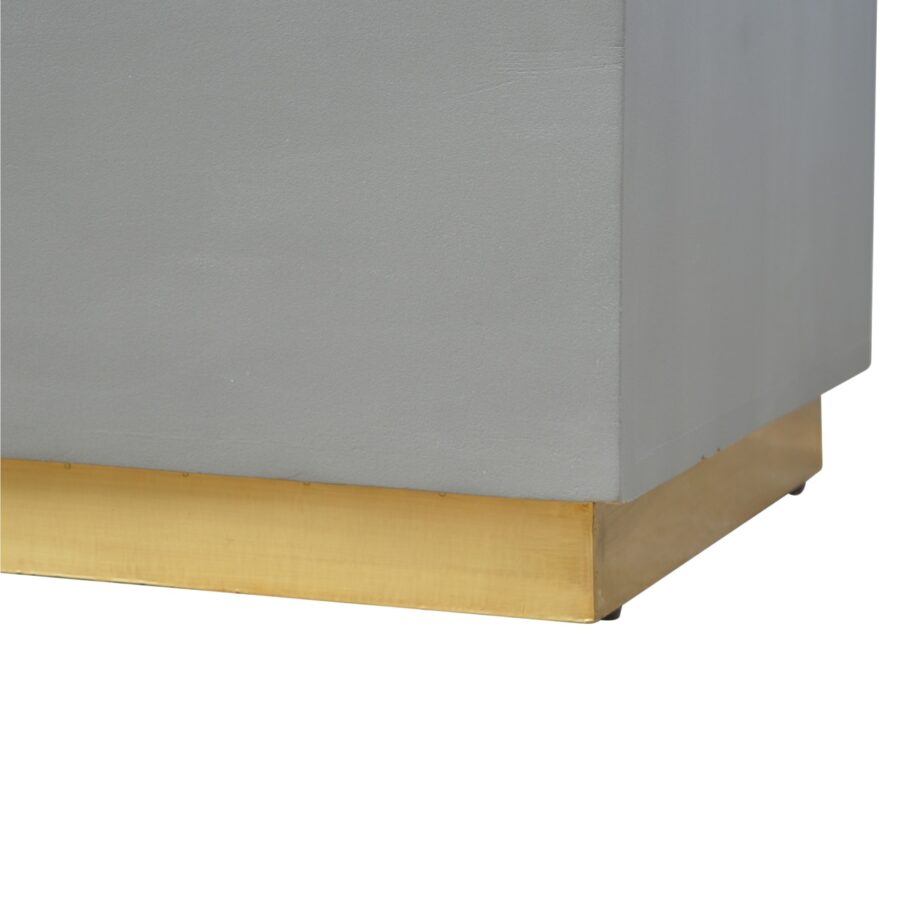 in474 sleek cement footstool with gold base