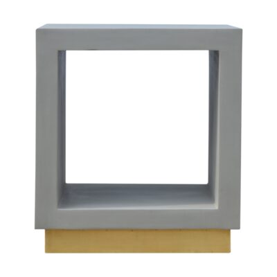 in479 cement cube bedside table with golden base