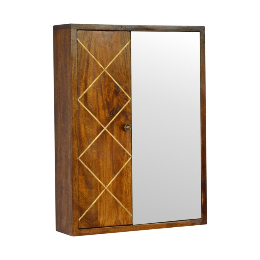 in683 sliding brass inlay wall mirror cabinet