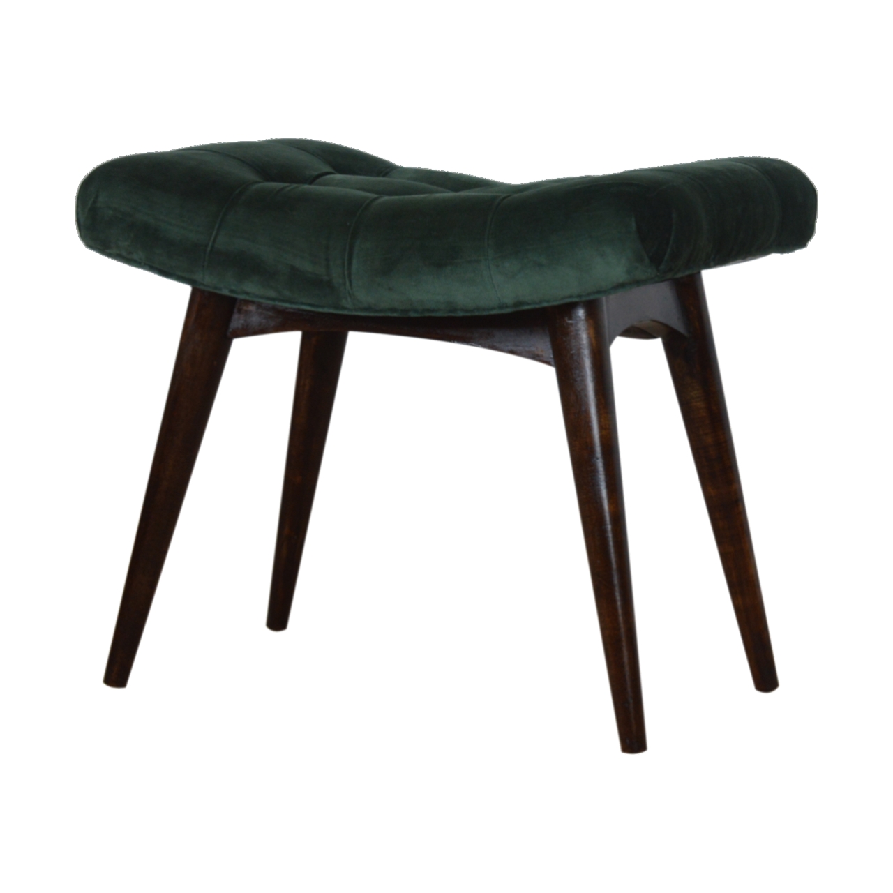 in932 emerald cotton velvet curved bench