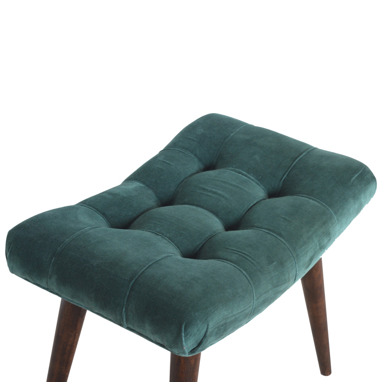 in932 emerald cotton velvet curved bench