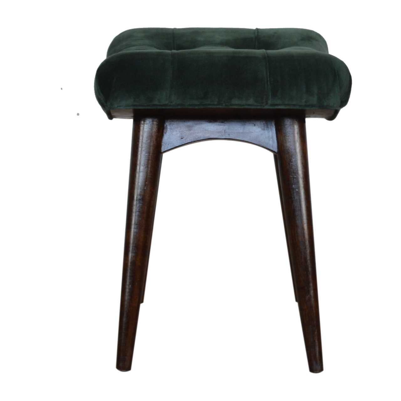 in932 emerald cotton velvet curved bench