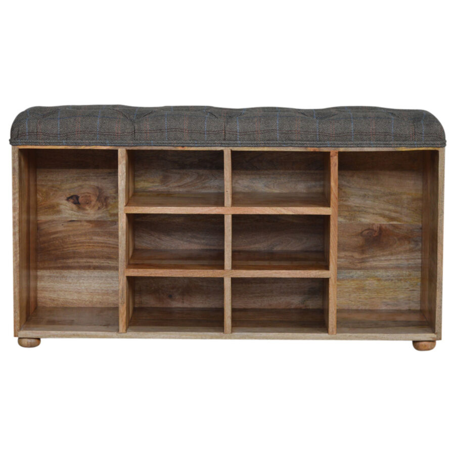 multi tweed 6 slot shoe storage bench