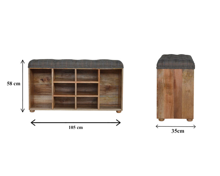 multi tweed 6 slot shoe storage bench